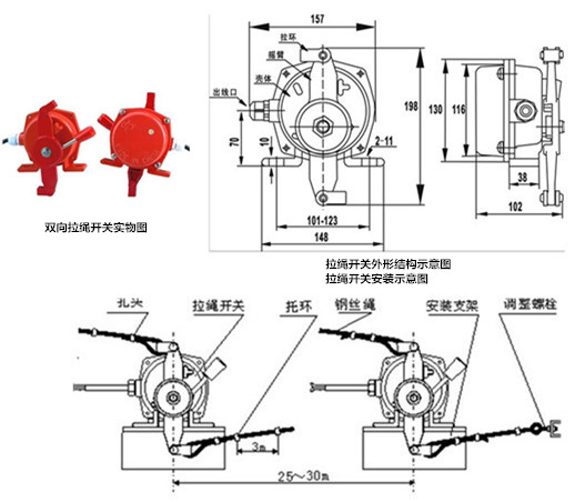 拉繩開(kāi)關(guān)，外形結(jié)構(gòu)及安裝圖.jpg